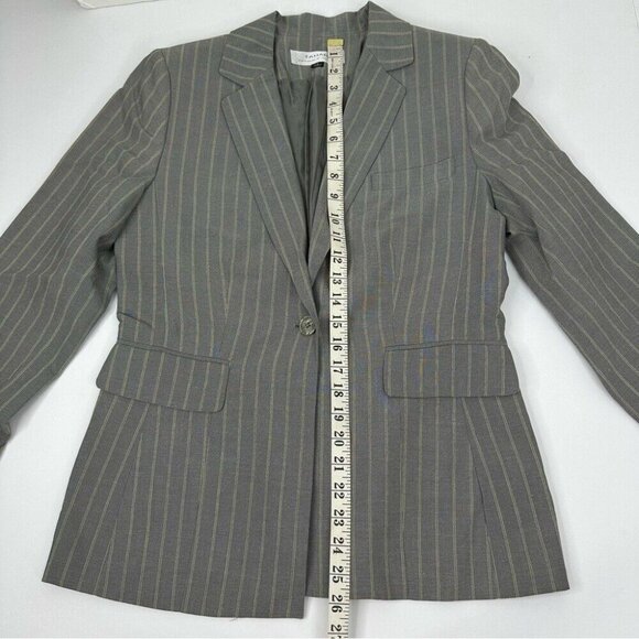 Tahari ASL Women's‎ Gray Green Pinstripe One Button Business Career Blazer 6/C37 - Picture 13 of 13
